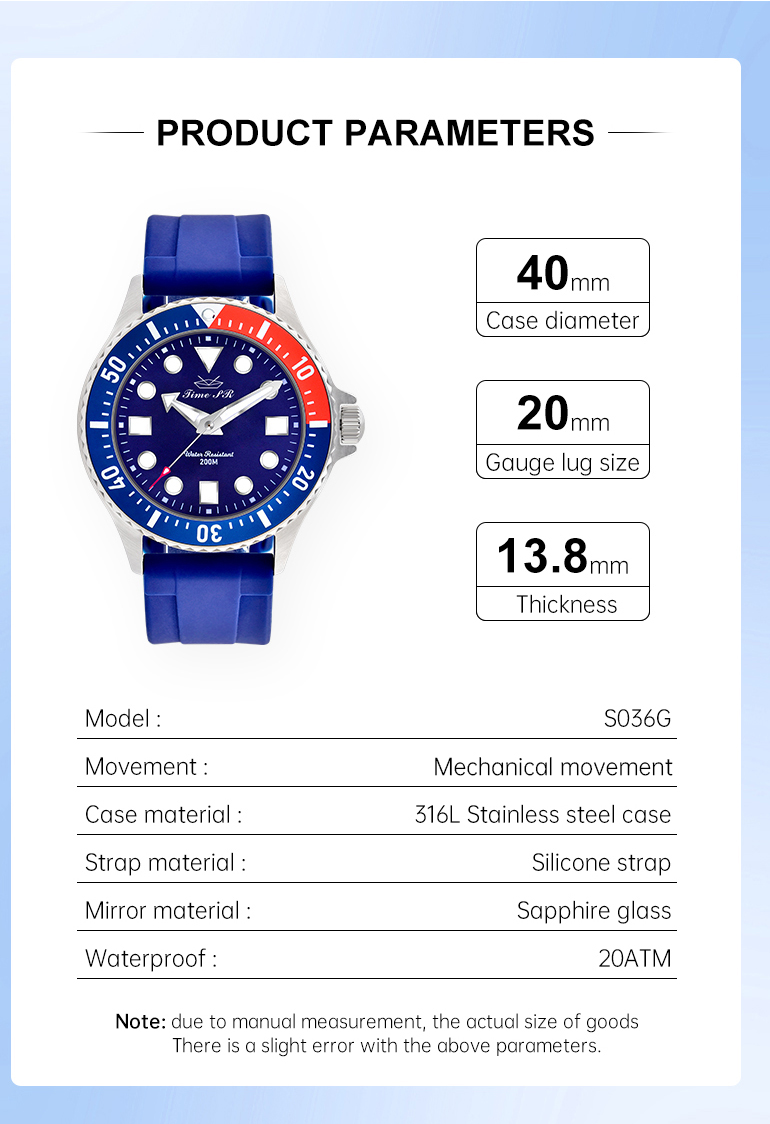 Reloj mecánico de acero inoxidable NH38.