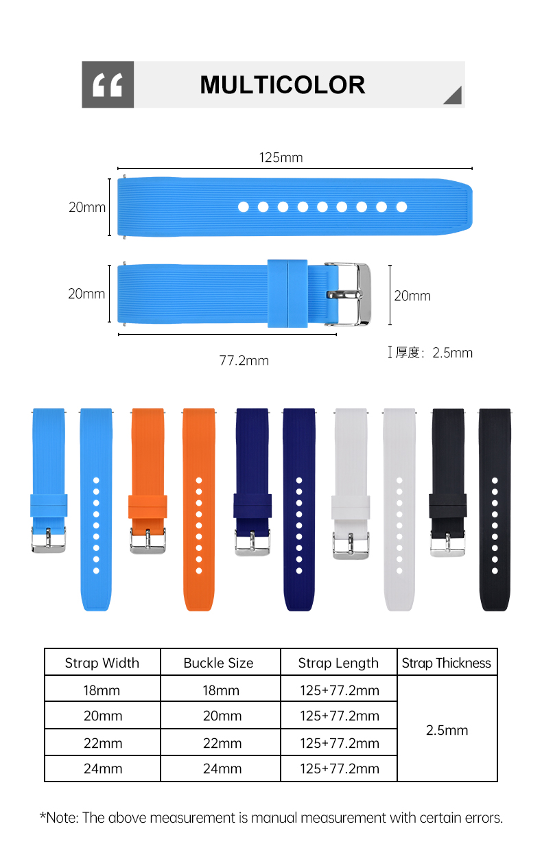 Correas de reloj de caucho de silicona curvadas