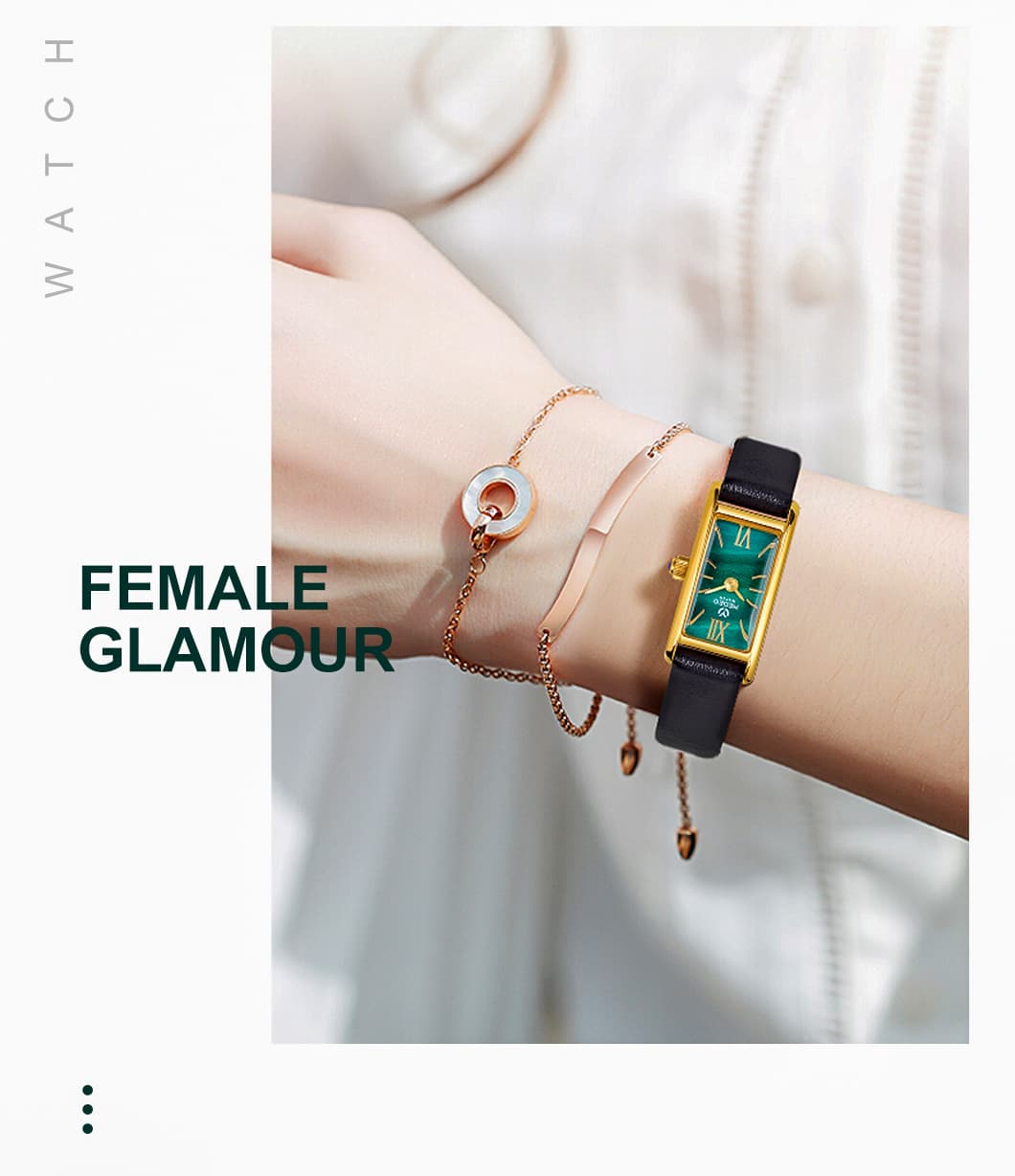 Relojes de cuarzo con esfera verde para mujer